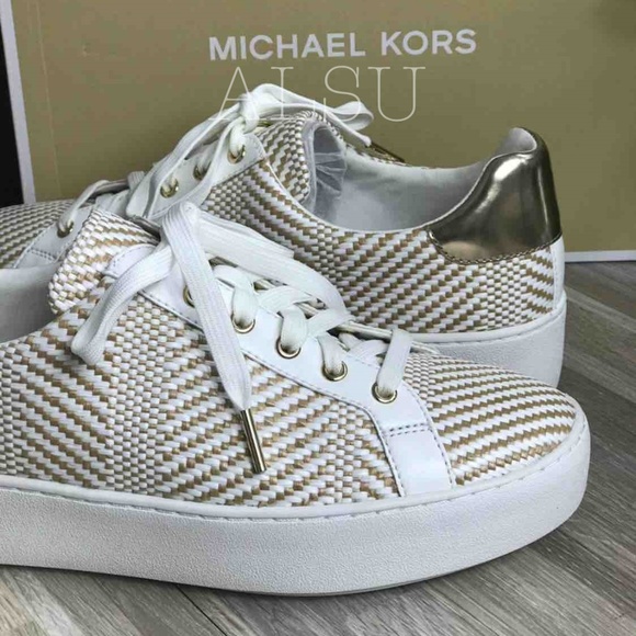Michael Kors Poppy Lace Up Diagonal Weave Natural - Picture 5 of 8